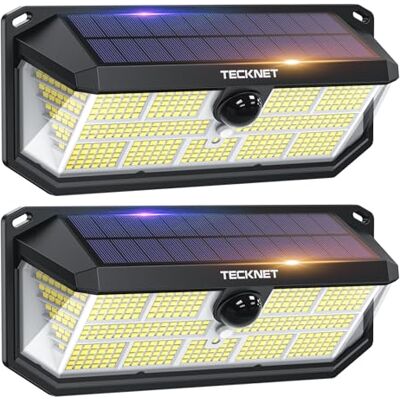 TECKNET Luz Solar Exterior, 495 LED, Iluminación 300°, Foco Solar Exterior TECKNET Luz Solar Exterior, 495 LED, Iluminación 300°, Foco Solar Exterior