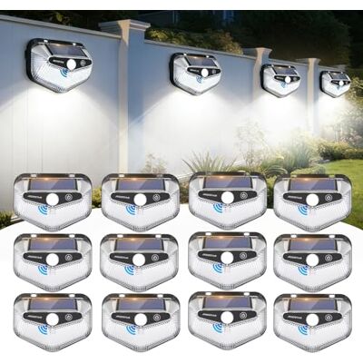 Aigostar Luz Solar Exterior,12 Paquete,3 Modos,270° Súper Brillante,Focos Led Exterior Solares con Sensor de Movimiento, IP65 Impermeable luces Solares para Jardín,Patio,Garaje,6500K Aigostar Luz Solar Exterior,12 Paquete,3 Modos,270° Súper Brillante,Focos Led Exterior Solares con Sensor de Movimiento, IP65 Impermeable luces Solares para Jardín,Patio,Garaje,6500K