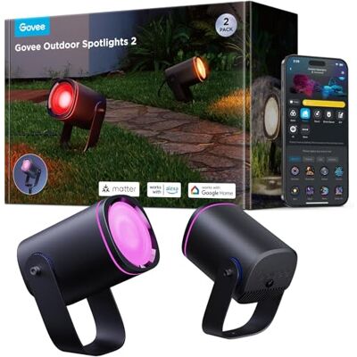 Govee Focos LED Exterior 2, 700lm RGBWIC Luces Exterior Jardin, 2 paquetes Govee Focos LED Exterior 2, 700lm RGBWIC Luces Exterior Jardin, 2 paquetes