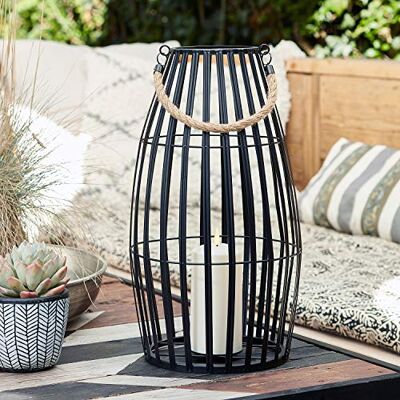 Lights4fun Farolillo Grande de Metal Negro con TruGlow® Vela LED a Pilas para Uso en Interiores y Exteriores Lights4fun Farolillo Grande de Metal Negro con TruGlow® Vela LED a Pilas para Uso en Interiores y Exteriores