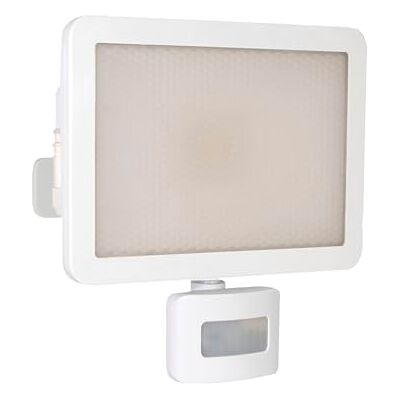 Tibelec Proyector LED extra plana con detector de movimiento aluminio/vidrio 32 W Color blanco Tibelec Proyector LED extra plana con detector de movimiento aluminio/vidrio 32 W Color blanco