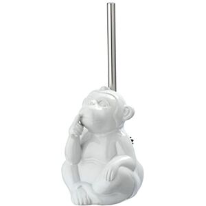 Wenko Juego para el WC «Monkey Quiet», escobillero con cepillo de inodoro en forma de un mono, cerámica, 15 x 69 x 20 cm, en color blanco Wenko Juego para el WC «Monkey Quiet», escobillero con cepillo de inodoro en forma de un mono, cerámica, 15 x 69 x 20 cm, en color blanco