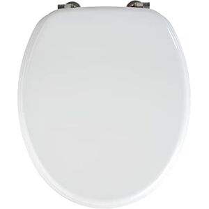 Wenko Valencia Asiento de Inodoro, con sujeción metálica de Cromo y MDF, Color Blanco Wenko Valencia Asiento de Inodoro, con sujeción metálica de Cromo y MDF, Color Blanco