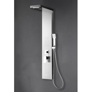 MARWELL Enya Panel de ducha de acero inoxidable cepillado, 121 x 20 cm, juego de ducha con 4 funciones diferentes, ducha de cascada, ducha de lluvia, ducha de masaje y ducha de mano, perillas MARWELL Enya Panel de ducha de acero inoxidable cepillado, 121 x 20 cm, juego de ducha con 4 funciones diferentes, ducha de cascada, ducha de lluvia, ducha de masaje y ducha de mano, perillas