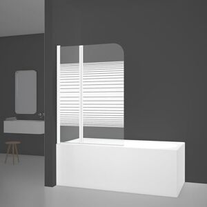 MARWELL White Lines Mampara de ducha plegable para bañera (100 x 140 cm, 2 piezas, color blanco mate), mampara de ducha de vidrio templado de seguridad de 4 mm de grosor MARWELL White Lines Mampara de ducha plegable para bañera (100 x 140 cm, 2 piezas, color blanco mate), mampara de ducha de vidrio templado de seguridad de 4 mm de grosor