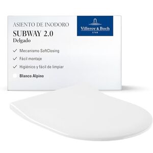 Villeroy & Boch Subway 2.0 SlimSeat, asiento para inodoro – Tapa de WC blanco brillante con cierre automático – Aro extraíble de Duroplast ultraplano Diseño en D Recambio original Villeroy & Boch Subway 2.0 SlimSeat, asiento para inodoro – Tapa de WC blanco brillante con cierre automático – Aro extraíble de Duroplast ultraplano Diseño en D Recambio original