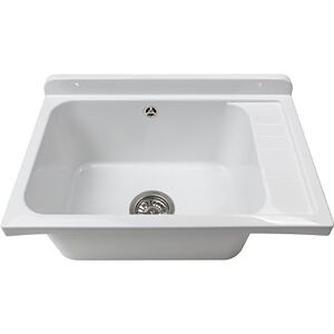 Negrari Piloto de pared de polipropileno con piletón de metal, resistente a la intemperie, kit de fijación y kit de desagüe incluidos, 58 L x 38 P x 21 H cm, blanco Negrari Piloto de pared de polipropileno con piletón de metal, resistente a la intemperie, kit de fijación y kit de desagüe incluidos, 58 L x 38 P x 21 H cm, blanco