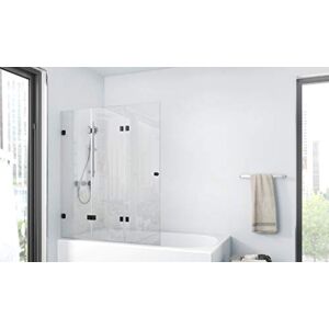 MARWELL Mampara de ducha Gallery 120 x 140 cm plegable en 3 partes montable en ambos lados vidrio de seguridad monocapa de 4 mm de espesor diseño negro mate, Matt negro MARWELL Mampara de ducha Gallery 120 x 140 cm plegable en 3 partes montable en ambos lados vidrio de seguridad monocapa de 4 mm de espesor diseño negro mate, Matt negro