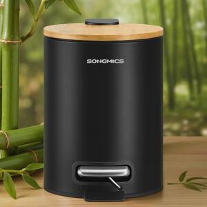 SONGMICS Papelera Pequeña, Cubo de Basura con Tapa de Bambú, Pedal de Metal, Cubo Interior Extraíble, Cierre Suave, para Baño, 3 L, Negro Tinta SONGMICS Papelera Pequeña, Cubo de Basura con Tapa de Bambú, Pedal de Metal, Cubo Interior Extraíble, Cierre Suave, para Baño, 3 L, Negro Tinta
