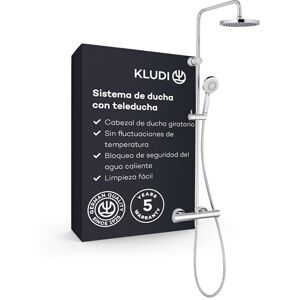 Sistema de Ducha Kludi X3 - Termostato, Ducha Pluvial y Mano Sistema de Ducha Kludi X3 - Termostato, Ducha Pluvial y Mano