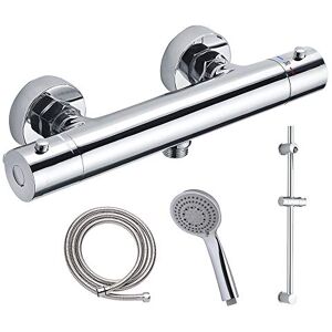 Kibath L432451 Grifo termostático para Ducha Par-Flexo,Maneral Y Barra, Cromo Brillo Kibath L432451 Grifo termostático para Ducha Par-Flexo,Maneral Y Barra, Cromo Brillo