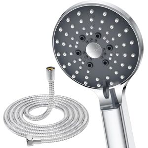 YEAUPE PRO Alcachofa de ducha de mano con 6 tipos de chorro, con manguera de 1,6 m, con función antical, cromado YEAUPE PRO Alcachofa de ducha de mano con 6 tipos de chorro, con manguera de 1,6 m, con función antical, cromado