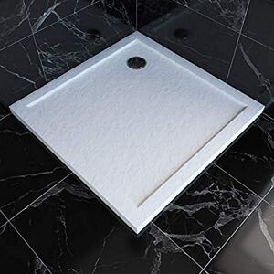 AURLANE Plato de ducha cuadrado extra plano de acrílico reforzado blanco acabado piedra – 90 x 90 cm AURLANE Plato de ducha cuadrado extra plano de acrílico reforzado blanco acabado piedra – 90 x 90 cm