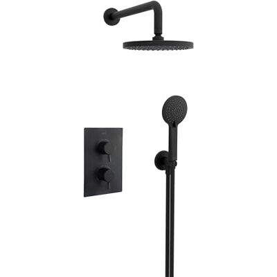 Bristan Prism, kit de ducha termostático oculto con tres salidas, tecnología Safe Touch, acabado negro Bristan Prism, kit de ducha termostático oculto con tres salidas, tecnología Safe Touch, acabado negro