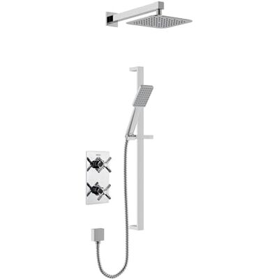 Bristan Cruzar Mezclador termostático de ducha con tecnología Safe Touch y dos salidas, acabado cromado Bristan Cruzar Mezclador termostático de ducha con tecnología Safe Touch y dos salidas, acabado cromado