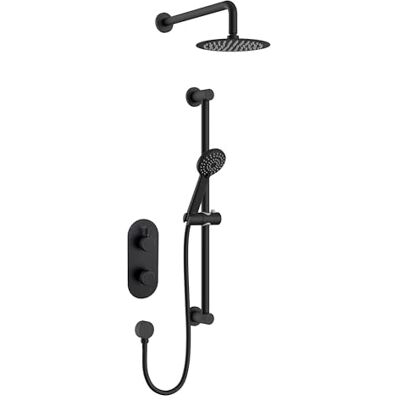 Bristan Molida Mezclador termostático de ducha con tecnología Safe Touch y dos salidas, acabado negro Bristan Molida Mezclador termostático de ducha con tecnología Safe Touch y dos salidas, acabado negro