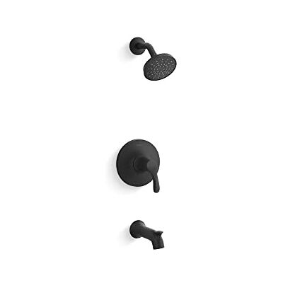 Kohler SIMPLICE Rite-Temp Juego de molduras de grifo de baño y ducha, 1.75 GPM, color negro mate Kohler SIMPLICE Rite-Temp Juego de molduras de grifo de baño y ducha, 1.75 GPM, color negro mate