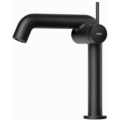 EMKE Grifo de baño negro mate, mezclador monomando de latón, cartucho cerámico, 222 x 200 x 76 mm, fácil instalación, ahorro de agua, grifo de lavabo EMKE Grifo de baño negro mate, mezclador monomando de latón, cartucho cerámico, 222 x 200 x 76 mm, fácil instalación, ahorro de agua, grifo de lavabo