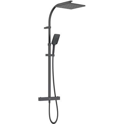 Bristan Qubo Barra termostática para ducha con tecnología Safe Touch y dos salidas, acabado negro Bristan Qubo Barra termostática para ducha con tecnología Safe Touch y dos salidas, acabado negro