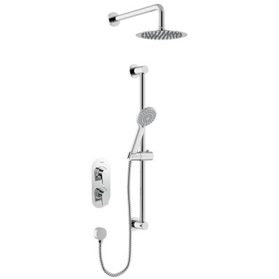 Bristan Reloj de arena, kit de ducha termostático oculto con dos tomas, tecnología Safe Touch, acabado cromado Bristan Reloj de arena, kit de ducha termostático oculto con dos tomas, tecnología Safe Touch, acabado cromado