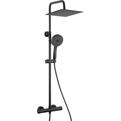 AuraLum Columna Ducha Termostática Negra,Duchas de baño con Grifo de Latón, Cabezal de Ducha Lluvia 30x30 cm de Acero Inoxidable,Alcachofa de Ducha con 5 funciones, Barra de Ducha Altura Adjustable AuraLum Columna Ducha Termostática Negra,Duchas de baño con Grifo de Latón, Cabezal de Ducha Lluvia 30x30 cm de Acero Inoxidable,Alcachofa de Ducha con 5 funciones, Barra de Ducha Altura Adjustable