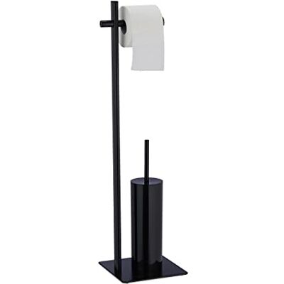 Relaxdays Juego Escobillero y Portarrollos Pie Negro Mate, Porta Rollo Papel Higiénico, Acero, 78x20x20 cm, Negro Relaxdays Juego Escobillero y Portarrollos Pie Negro Mate, Porta Rollo Papel Higiénico, Acero, 78x20x20 cm, Negro
