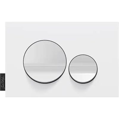 Jacob Delafon Placa de control, doble tecla redonda, color blanco brillante Jacob Delafon Placa de control, doble tecla redonda, color blanco brillante