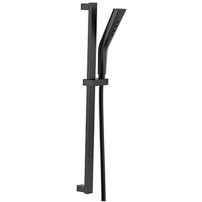DELTA FAUCET UniversalShoweringComponents H2Okinetic Ducha de mano con barra deslizante (3 ajustes), color negro mate DELTA FAUCET UniversalShoweringComponents H2Okinetic Ducha de mano con barra deslizante (3 ajustes), color negro mate