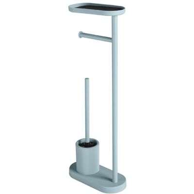 Gedy ELIOS Columna de Pie de Baño con Portarrollos, Escobillero y Bandeja, Polipropileno y Metal, 12x25x66 cm, Base Estable, Diseño Moderno, Azul Mate Gedy ELIOS Columna de Pie de Baño con Portarrollos, Escobillero y Bandeja, Polipropileno y Metal, 12x25x66 cm, Base Estable, Diseño Moderno, Azul Mate
