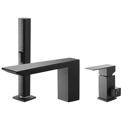 VEVOR Grifo de Bañera Romano en Cascada de 3 Orificios, con Ducha de Mano y 1 Manija, de Alto Caudal y Doble Caudal, para Montaje en Techo, Antigoteo, 227 x 72 x 175 mm, Negro Mate, 16 L/min VEVOR Grifo de Bañera Romano en Cascada de 3 Orificios, con Ducha de Mano y 1 Manija, de Alto Caudal y Doble Caudal, para Montaje en Techo, Antigoteo, 227 x 72 x 175 mm, Negro Mate, 16 L/min
