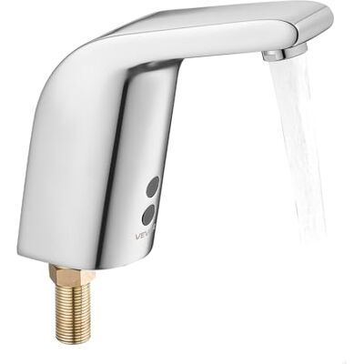 VEVOR Grifo de Lavabo sin Contacto, de Latón, Grifo Automático para Inodoro de Agua Fría con Un Solo Orificio, a Pilas con Sensor, Alcance 16 cm, Cromado Plateado, 90 x 62 x 150 mm, 7,6 L/min VEVOR Grifo de Lavabo sin Contacto, de Latón, Grifo Automático para Inodoro de Agua Fría con Un Solo Orificio, a Pilas con Sensor, Alcance 16 cm, Cromado Plateado, 90 x 62 x 150 mm, 7,6 L/min