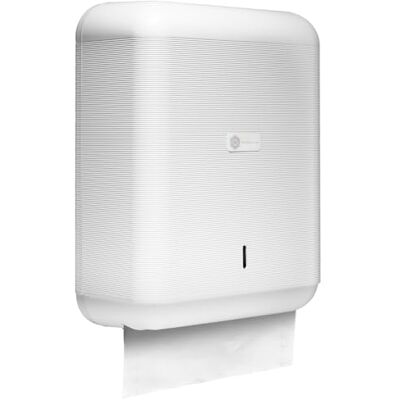 Dispensador de papel secamanos para pared, hasta 600 toallas de papel Zig Zag de capacidad, fabricado en ABS, Blanco Resistente, incluye llave de seguridad para reponer en baños públicos Dispensador de papel secamanos para pared, hasta 600 toallas de papel Zig Zag de capacidad, fabricado en ABS, Blanco Resistente, incluye llave de seguridad para reponer en baños públicos