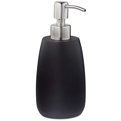 Relaxdays Dispensador Jabón, Jabonera 300 ml, Redondo, Rellenable, Baño, Cocina, Dosificador Loción, Polirresina, Negro Relaxdays Dispensador Jabón, Jabonera 300 ml, Redondo, Rellenable, Baño, Cocina, Dosificador Loción, Polirresina, Negro
