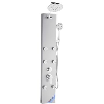 VEVOR Sistema de Torre de Panel de Ducha con Cabezal Tipo Lluvia, Acero Inoxidable, Grifo 3 Funciones, para Montaje en Pared con 6 Chorros Corporales y Ducha de Mano, 1240 x 200 x 450 mm, Plata VEVOR Sistema de Torre de Panel de Ducha con Cabezal Tipo Lluvia, Acero Inoxidable, Grifo 3 Funciones, para Montaje en Pared con 6 Chorros Corporales y Ducha de Mano, 1240 x 200 x 450 mm, Plata