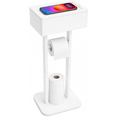 Relaxdays portarrollos de Papel higiénico, Soporte para repuestos, Blanco bandeja y caja para toallitas, 64,5x25x20 cm Relaxdays portarrollos de Papel higiénico, Soporte para repuestos, Blanco bandeja y caja para toallitas, 64,5x25x20 cm