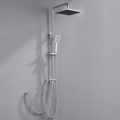 AuraLum Columna Ducha sin Grifo con Diversor de Latón, Rociador Ducha 25×25 cm Cuadrado, Barra de Ducha Altura Regulable 74-109cm, Duchas de Baño Columna Compatible con Orificios Existentes, Cromo AuraLum Columna Ducha sin Grifo con Diversor de Latón, Rociador Ducha 25×25 cm Cuadrado, Barra de Ducha Altura Regulable 74-109cm, Duchas de Baño Columna Compatible con Orificios Existentes, Cromo