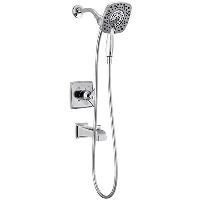 DELTA Faucet Ashlyn 17 Series Kit de moldura de bañera y ducha de doble función con cabezal de ducha de mano 2 en 1 con manguera cromada (válvula no incluida) DELTA Faucet Ashlyn 17 Series Kit de moldura de bañera y ducha de doble función con cabezal de ducha de mano 2 en 1 con manguera cromada (válvula no incluida)