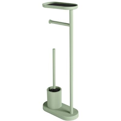 Gedy ELIOS Columna de Pie de Baño con Portarrollos, Escobillero y Bandeja, Polipropileno y Metal, 12x25x66 cm, Base Estable, Diseño Moderno, Verde Mate Gedy ELIOS Columna de Pie de Baño con Portarrollos, Escobillero y Bandeja, Polipropileno y Metal, 12x25x66 cm, Base Estable, Diseño Moderno, Verde Mate