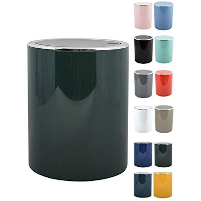 MSV Papelera de baño Bad Series Aspen Pedal y tapa basculante 6 L Ø18,5 x 26 cm Verde pastel oscuro Compacta y práctica para espacios reducidos MSV Papelera de baño Bad Series Aspen Pedal y tapa basculante 6 L Ø18,5 x 26 cm Verde pastel oscuro Compacta y práctica para espacios reducidos
