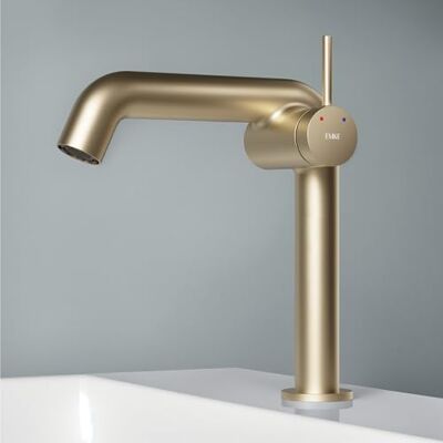 EMKE Grifo de baño dorado champán, 222 x 200 x 76 mm, latón, cartucho de cerámica, grifo de baño, grifo con aireador, grifo de lavabo, grifo mezclador de lavabo de fácil instalación EMKE Grifo de baño dorado champán, 222 x 200 x 76 mm, latón, cartucho de cerámica, grifo de baño, grifo con aireador, grifo de lavabo, grifo mezclador de lavabo de fácil instalación