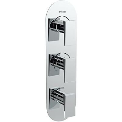 Bristan Válvula de Ducha de Doble Control empotrable con Dos Salidas desviador y Llave de Paso, Cromado, Three Outlet, One On Bristan Válvula de Ducha de Doble Control empotrable con Dos Salidas desviador y Llave de Paso, Cromado, Three Outlet, One On