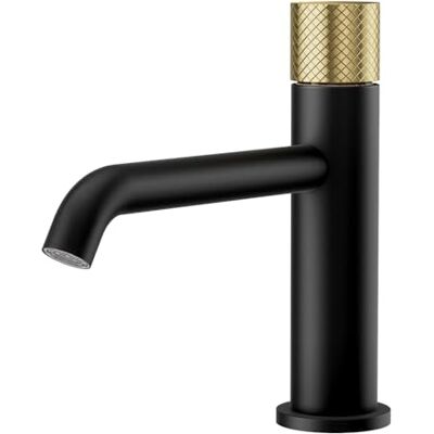 EMKE Grifo de baño negro, 181 x 166 x 50 mm, latón, cartucho cerámico, mezclador para lavabo, fácil instalación EMKE Grifo de baño negro, 181 x 166 x 50 mm, latón, cartucho cerámico, mezclador para lavabo, fácil instalación