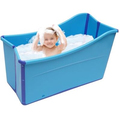 Salmeee 39 pulgadas plegable bañera independiente bañera para bebé adulto plegable bañera para ducha, ideal para el pequeño cuarto de baño, azul Salmeee 39 pulgadas plegable bañera independiente bañera para bebé adulto plegable bañera para ducha, ideal para el pequeño cuarto de baño, azul