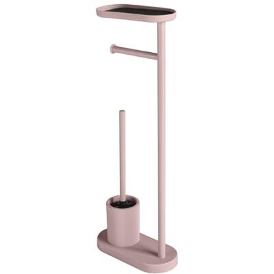 Gedy ELIOS Columna de Pie de Baño con Portarrollos, Escobillero y Bandeja, Polipropileno y Metal, 12x25x66 cm, Base Estable, Diseño Moderno, Rosa Mate Gedy ELIOS Columna de Pie de Baño con Portarrollos, Escobillero y Bandeja, Polipropileno y Metal, 12x25x66 cm, Base Estable, Diseño Moderno, Rosa Mate