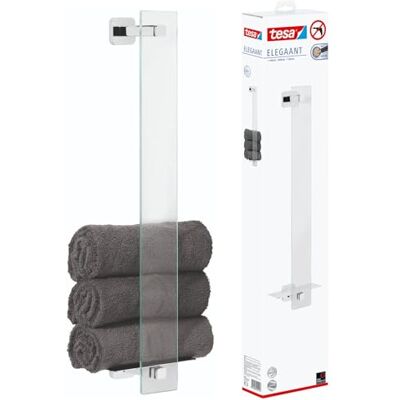 tesa ELEGAANT Toallero para aseo de invitados 180 x 668 x 128 mm Toallero para invitados sin taladrar Inoxidable Metal cromado Adhesivo incluido tesa ELEGAANT Toallero para aseo de invitados 180 x 668 x 128 mm Toallero para invitados sin taladrar Inoxidable Metal cromado Adhesivo incluido