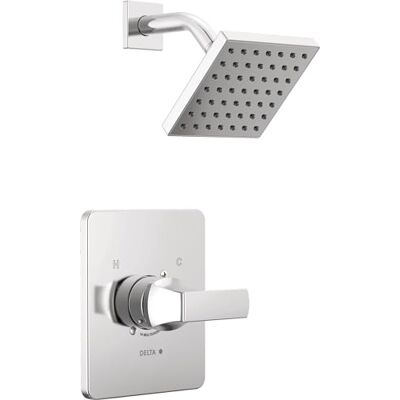 DELTA Faucet Velum 14 Series Juego de grifo de ducha cromado de una sola función, kit de moldura de válvula, mango de ducha, kit de moldura de ducha (válvula no incluida) DELTA Faucet Velum 14 Series Juego de grifo de ducha cromado de una sola función, kit de moldura de válvula, mango de ducha, kit de moldura de ducha (válvula no incluida)
