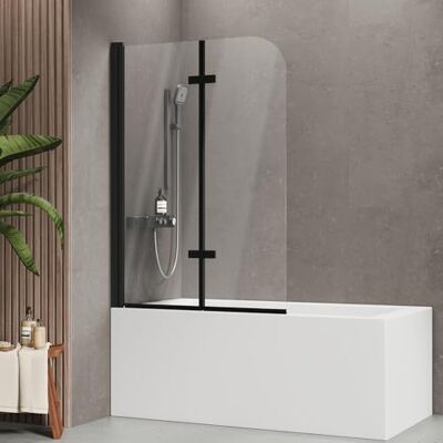 EMKE Mampara de ducha plegable para bañera, 100 x 140 cm, 2 piezas, color Cristal templado de 6 mm, giratorio 180°, fácil de limpiar, marco de aluminio, accesorio para bañera, mampara de ducha EMKE Mampara de ducha plegable para bañera, 100 x 140 cm, 2 piezas, color Cristal templado de 6 mm, giratorio 180°, fácil de limpiar, marco de aluminio, accesorio para bañera, mampara de ducha