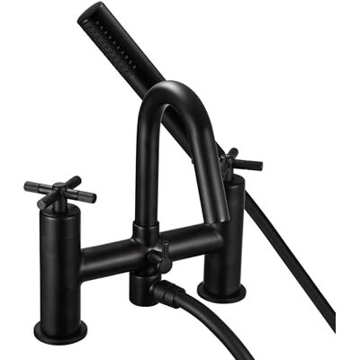 Bristan Cruzar Mezclador de ducha de baño con auricular fácil de limpiar, montaje en cubierta, acabado negro Bristan Cruzar Mezclador de ducha de baño con auricular fácil de limpiar, montaje en cubierta, acabado negro