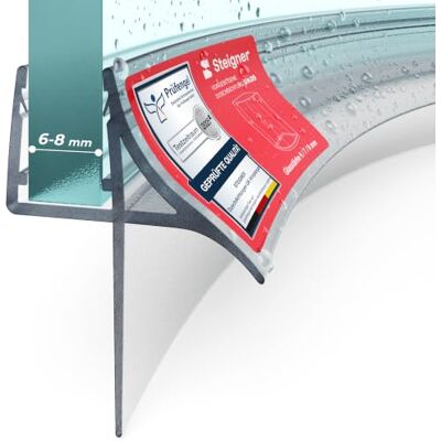 STEIGNER Junta mampara ducha curvada 100cm UK09 (1 ud.) transparente Junta inferior curvada para ducha semicircular o cuarto de círculo con puerta 6-8 mm Protección contra fugas, Material duradero STEIGNER Junta mampara ducha curvada 100cm UK09 (1 ud.) transparente Junta inferior curvada para ducha semicircular o cuarto de círculo con puerta 6-8 mm Protección contra fugas, Material duradero