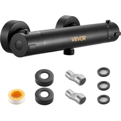 VEVOR Válvula Termostática para Grifo de Ducha con Cierre Seguro 38 ℃, Control de Temperatura para Agua Fría y Caliente, con Revestimiento Electroforético a Baño y Autocaravana, 273 x 66 x 50 mm VEVOR Válvula Termostática para Grifo de Ducha con Cierre Seguro 38 ℃, Control de Temperatura para Agua Fría y Caliente, con Revestimiento Electroforético a Baño y Autocaravana, 273 x 66 x 50 mm